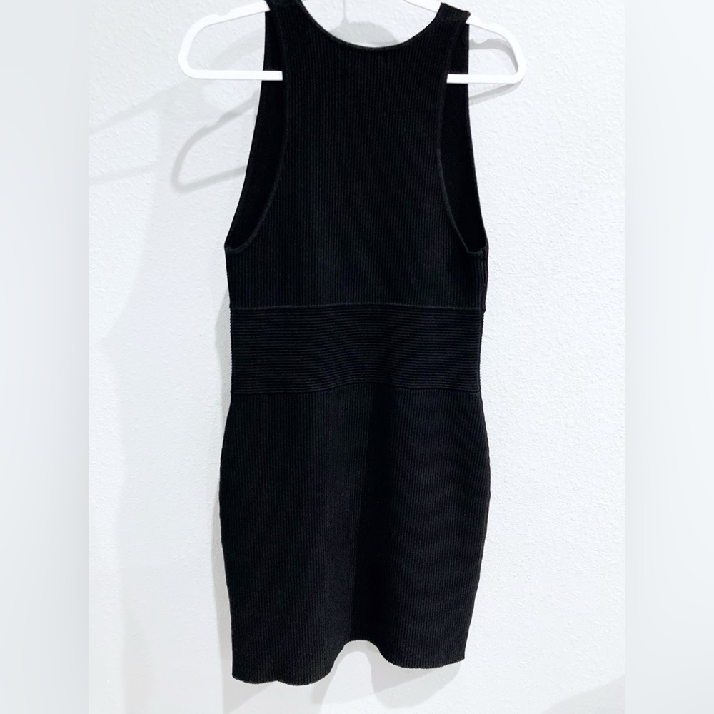 House Of Harlow Black Ribbed Feminine Mini Dress Neutral Contemporary Casual - Picture 8 of 9